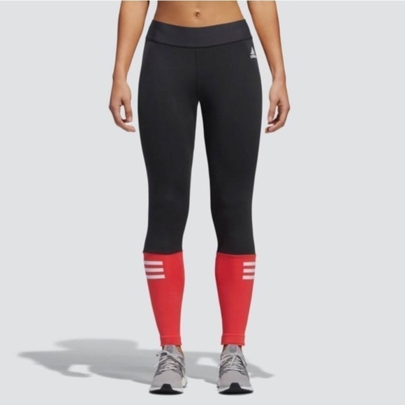 Adidas Sport ID Tights Charcoal Gray Real Coral - Picture 1 of 6